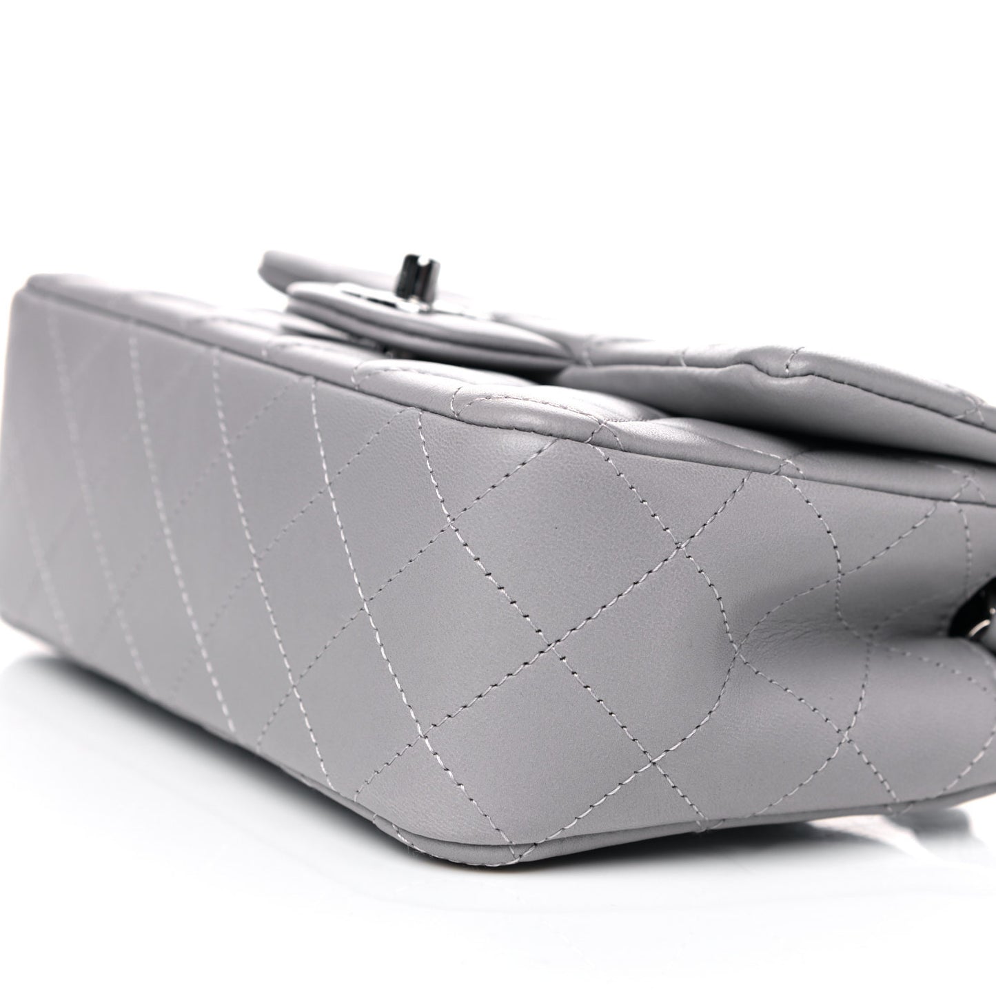 Lambskin Quilted Mini Rectangular Flap Grey