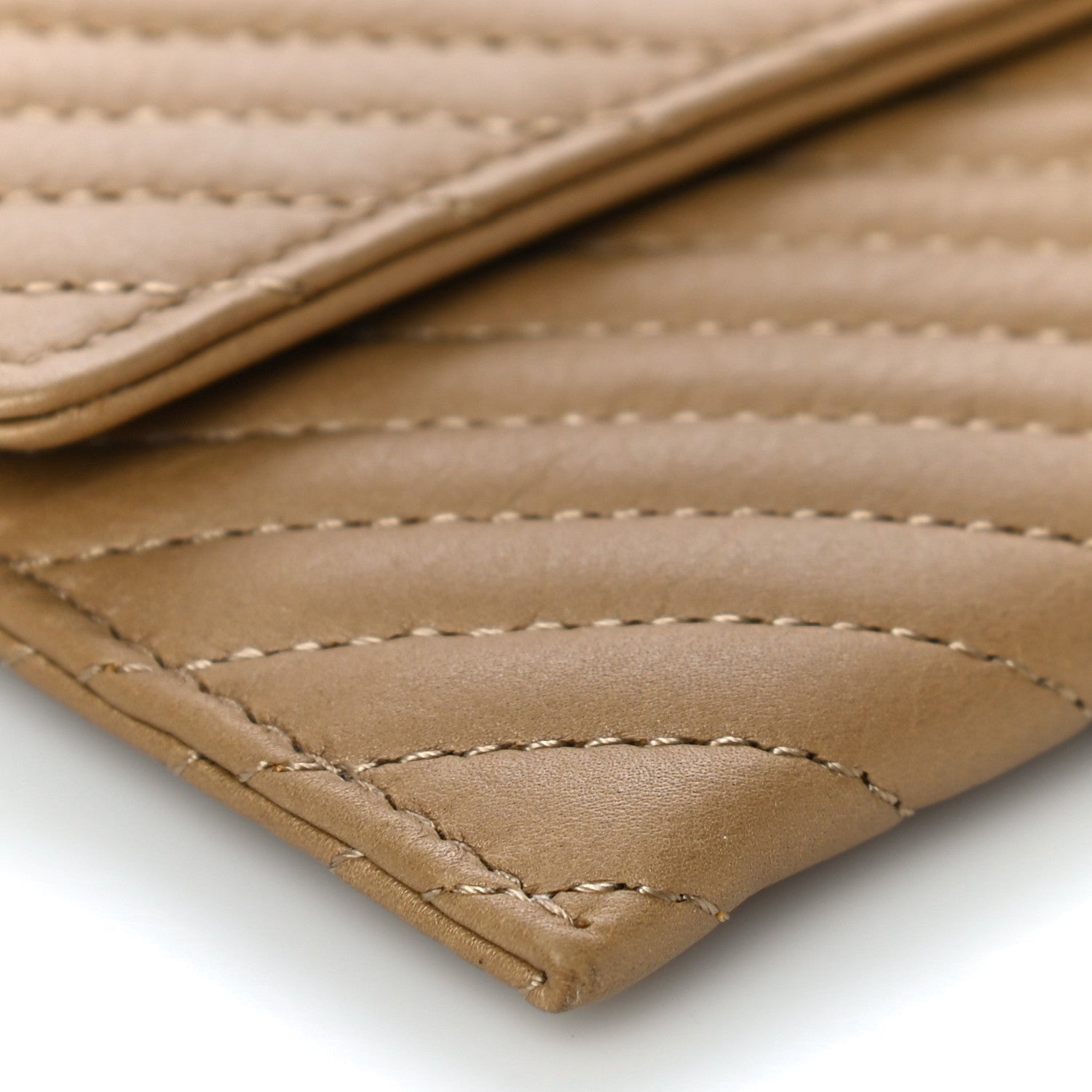 Chanel Aged Calfskin Chevron Quilted Flap Card Holder Beige 9 of 16