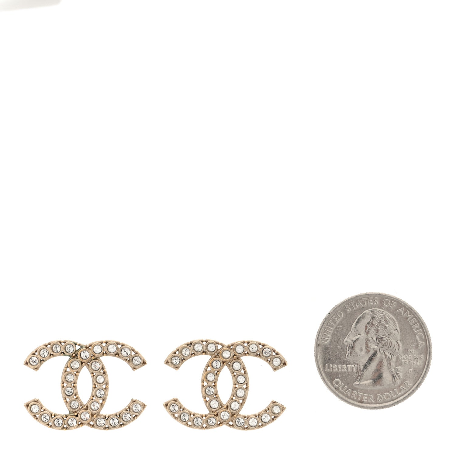 Chanel Crystal CC Earrings Light Gold 2 of 4