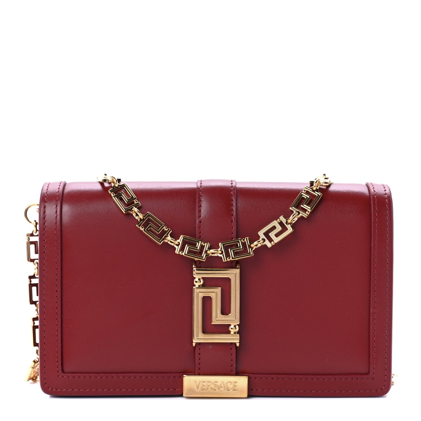 Calfskin Greca Goddess Wallet On Chain Red
