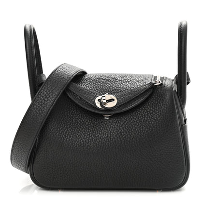 Hermes Taurillon Clemence Mini Lindy 20 Black 1 of 12
