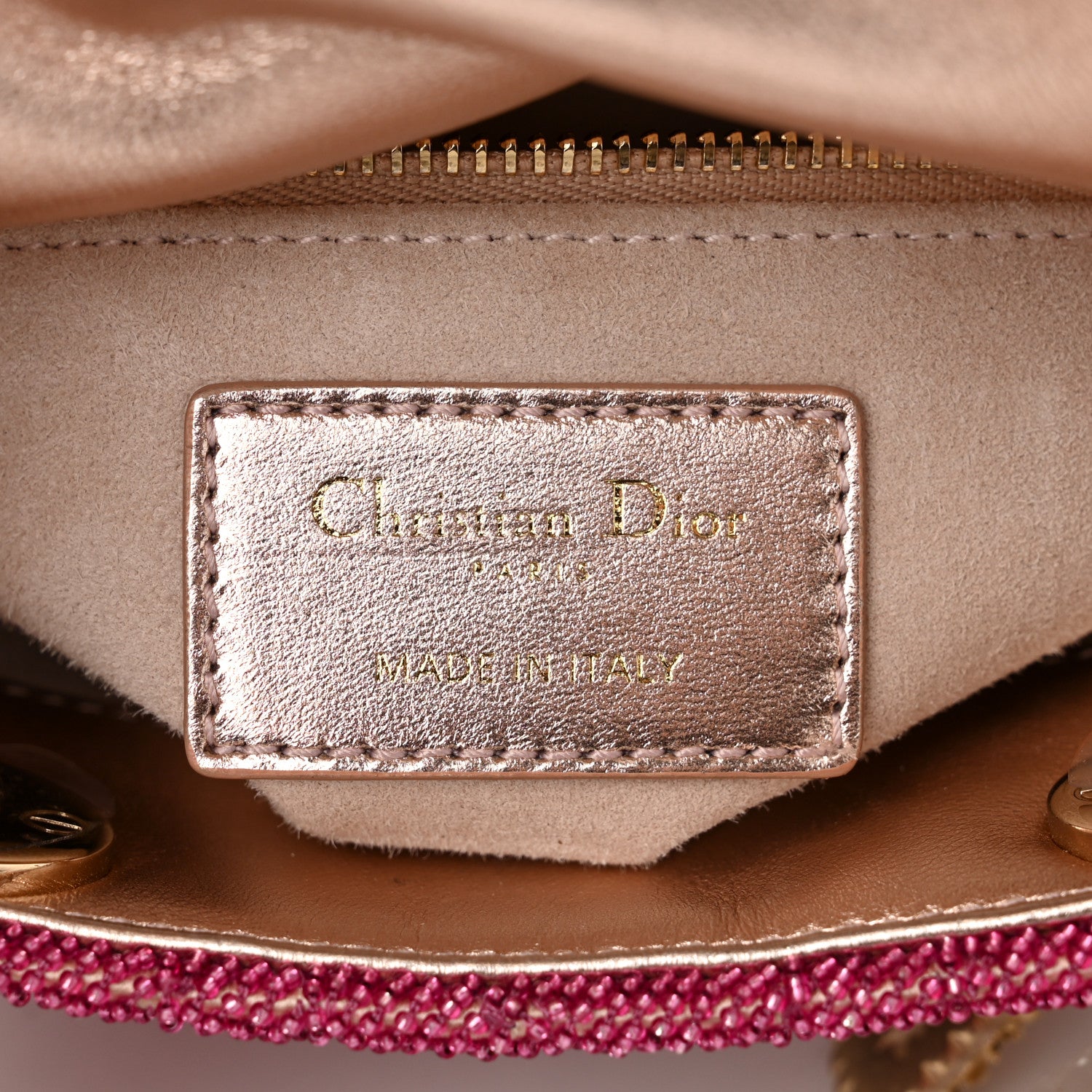 Christian Dior Metallic Calfskin Satin Celestial Bead Embroidery Cannage Mini Lady Dior Rose Des Vents 6 of 10