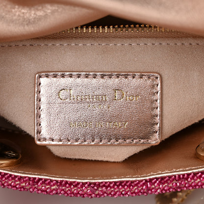 Christian Dior Metallic Calfskin Satin Celestial Bead Embroidery Cannage Mini Lady Dior Rose Des Vents 6 of 10