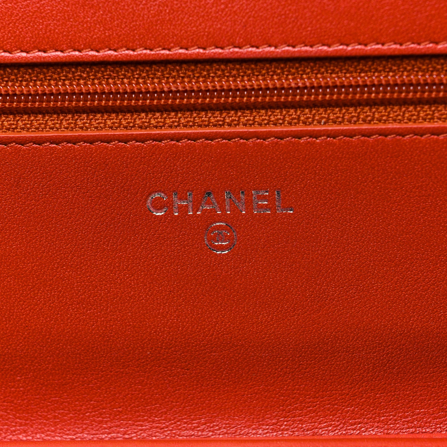 Chanel Caviar Timeless CC Wallet On Chain WOC Orange 5 of 12