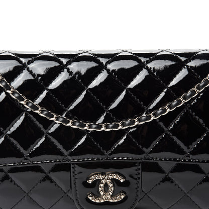 Chanel Patent Calfskin Quilted Brilliant East West Flap Clutch Black 11 of 11