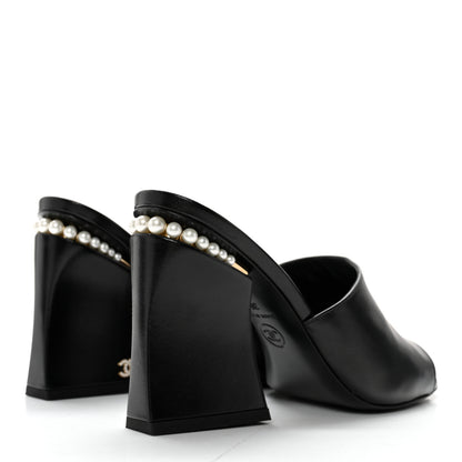 Chanel Shiny Goatskin Pearl Mule 36 Black 4 of 12