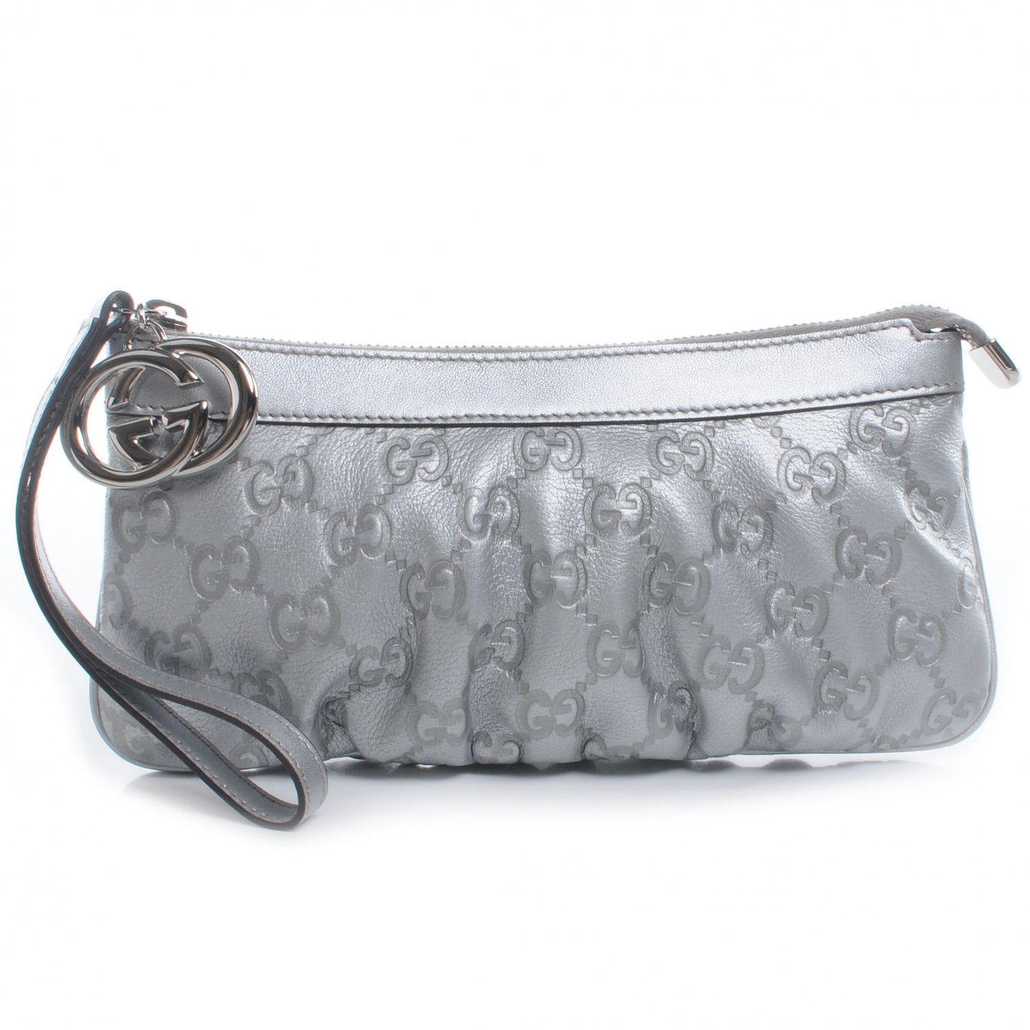 Gucci Guccissima New Britt Wristlet Silver 1 of 8
