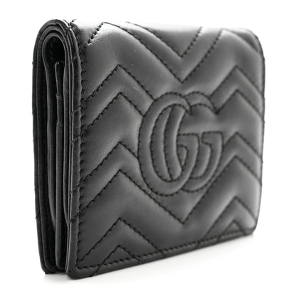 Gucci Calfskin Matelasse GG Marmont Card Case Wallet Black 3 of 8