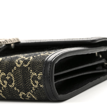 Gucci Jacquard Black Denim GG Monogram Mini Dionysus Chain Wallet Black Ivory 10 of 11