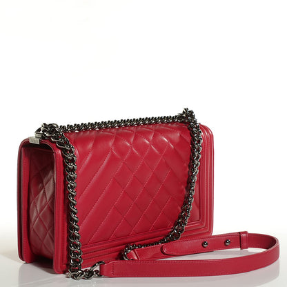 Chanel Calfskin Quilted New Medium Boy Flap Dark Pink 3 of 9