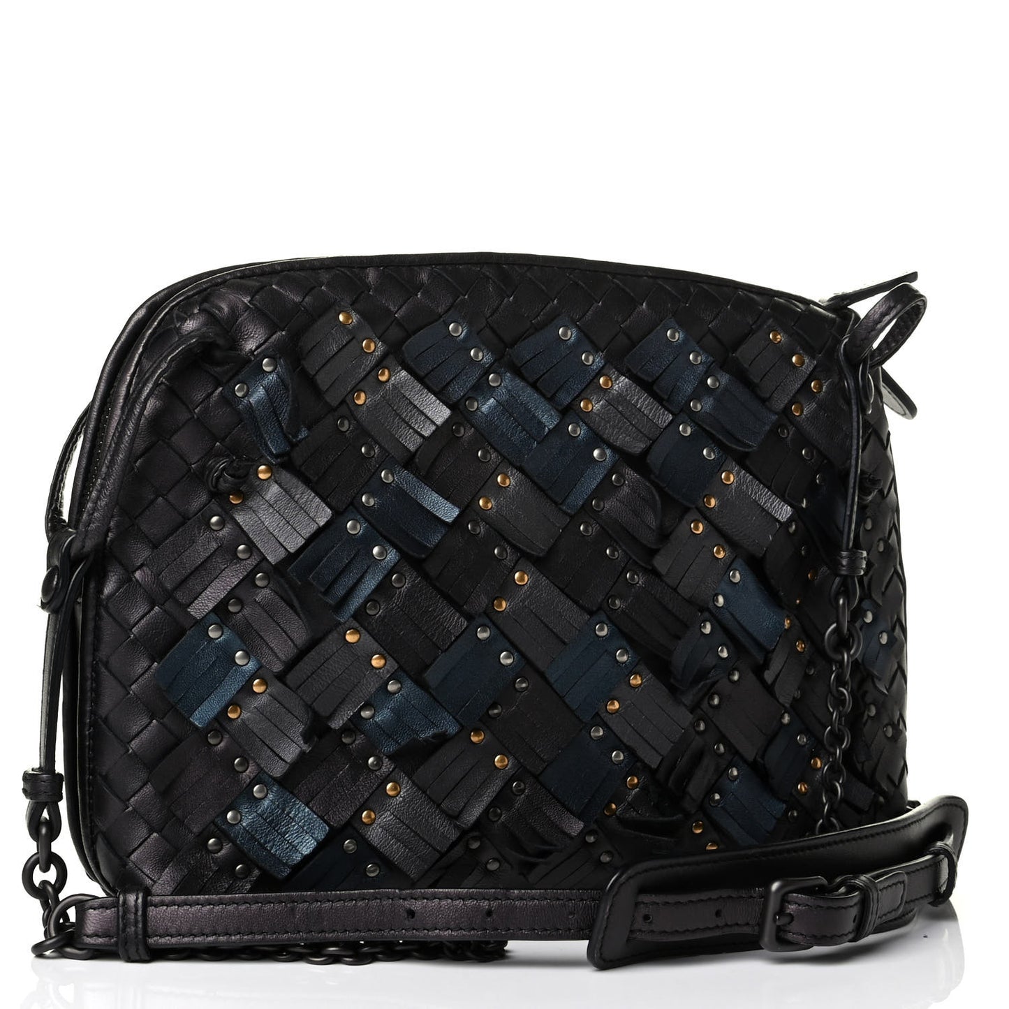 Nappa Intrecciato Fringe Studded Nodini Crossbody Messenger Multicolor