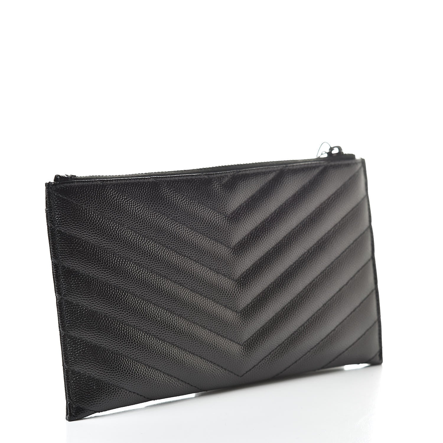 Saint Laurent Grain De Poudre Chevron Monogram Bill Pouch Black 3 of 8