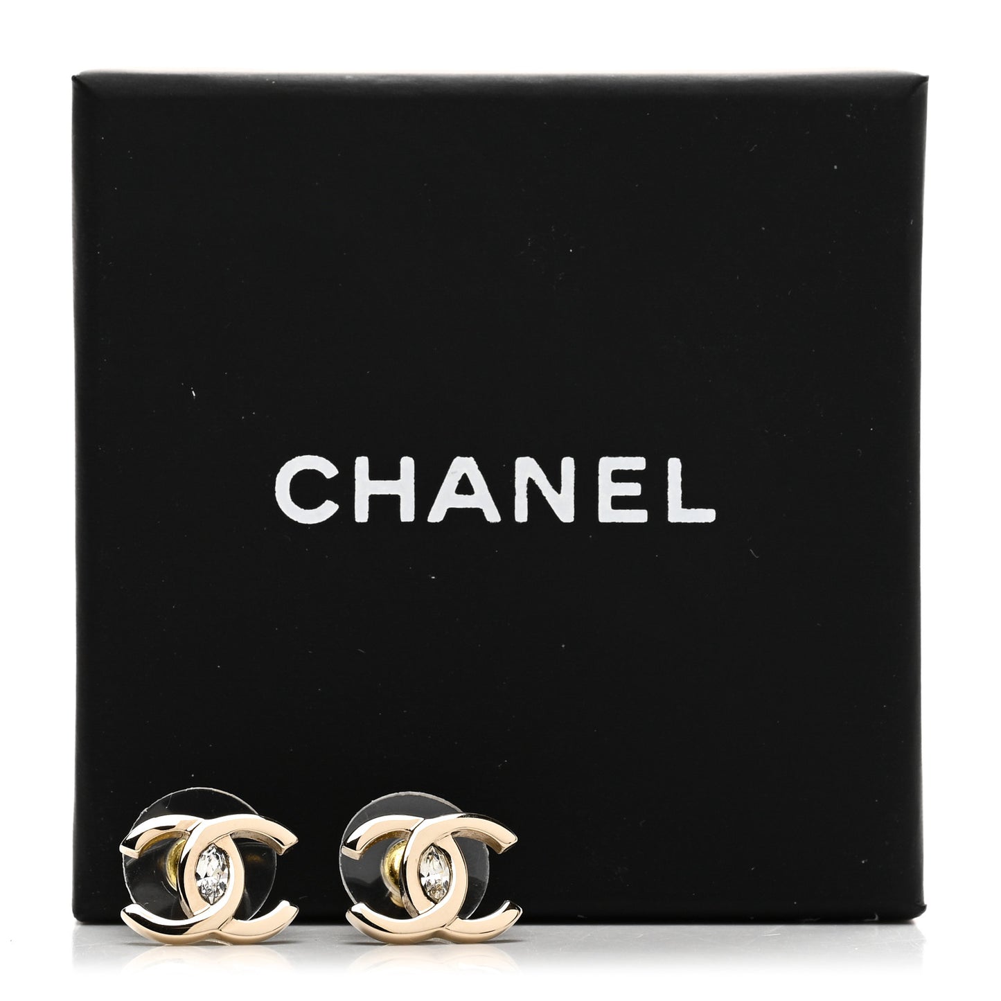 Crystal CC Large Stud Earrings Gold