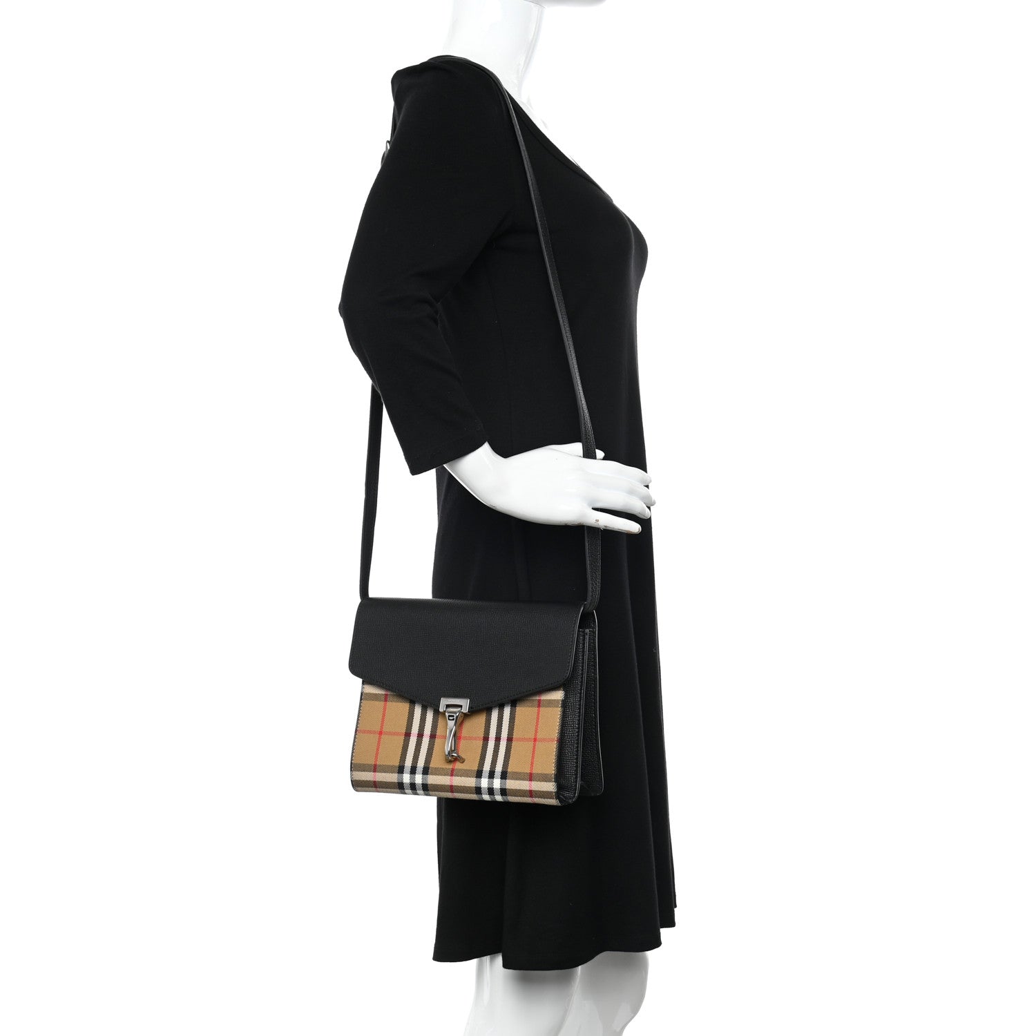 Burberry Derby Calfskin Vintage Check Small Macken Crossbody Bag Black 2 of 10