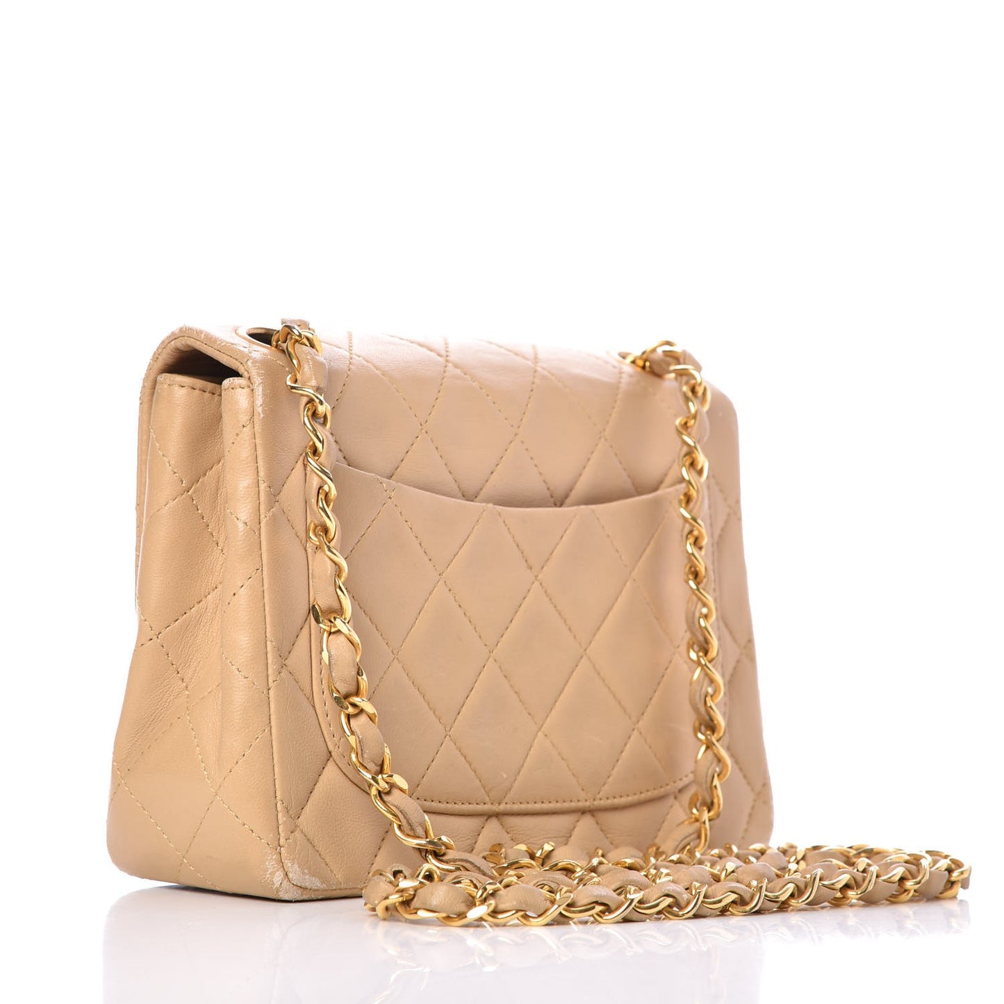 Lambskin Mini Square Flap Beige