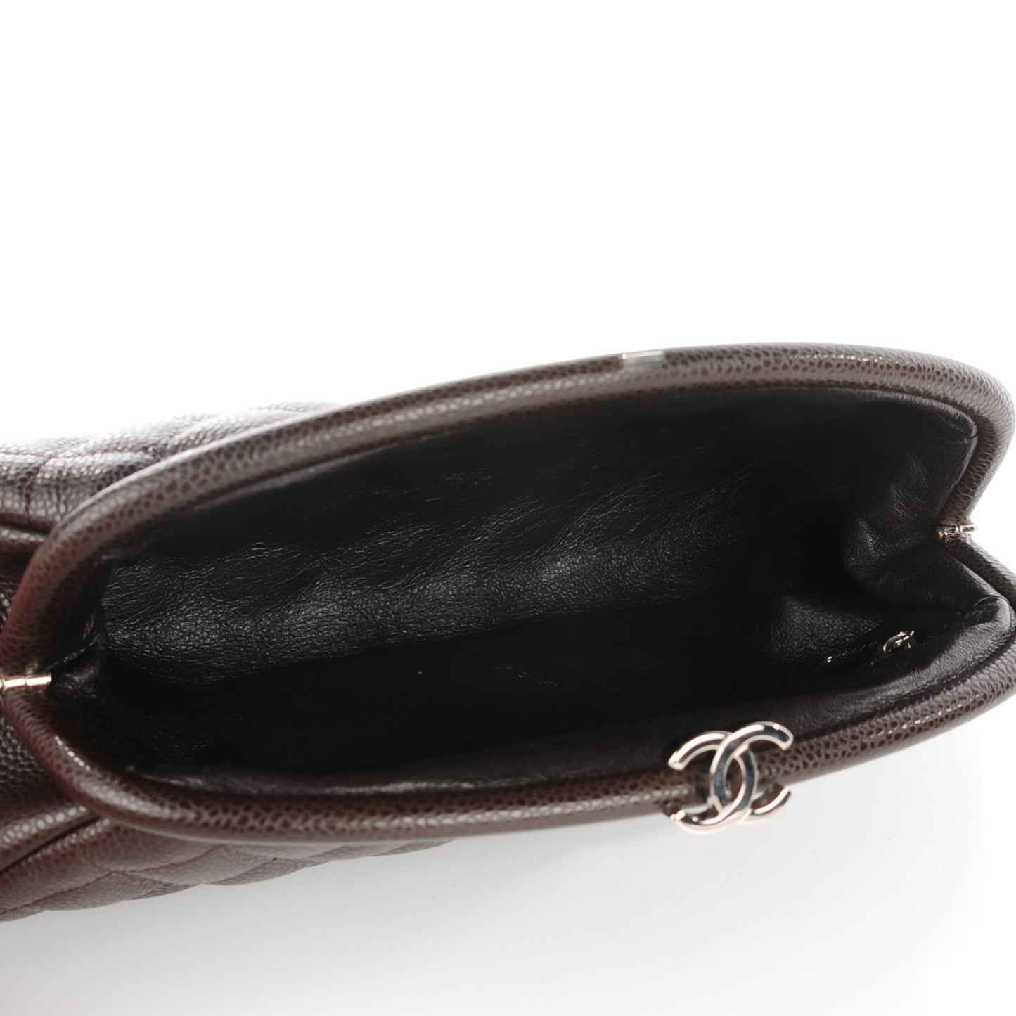 Caviar Quilted Timeless Clutch Dark Brown