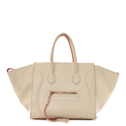 Celine Smooth Calfskin Medium Phantom Luggage Chalk Orange Trim 1 of 17