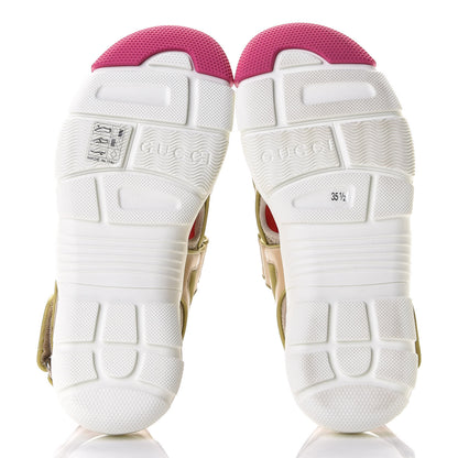 Gucci Mesh Fabric Tinsel Sport Sandals 35.5 Loess Sand Box Pink 7 of 7