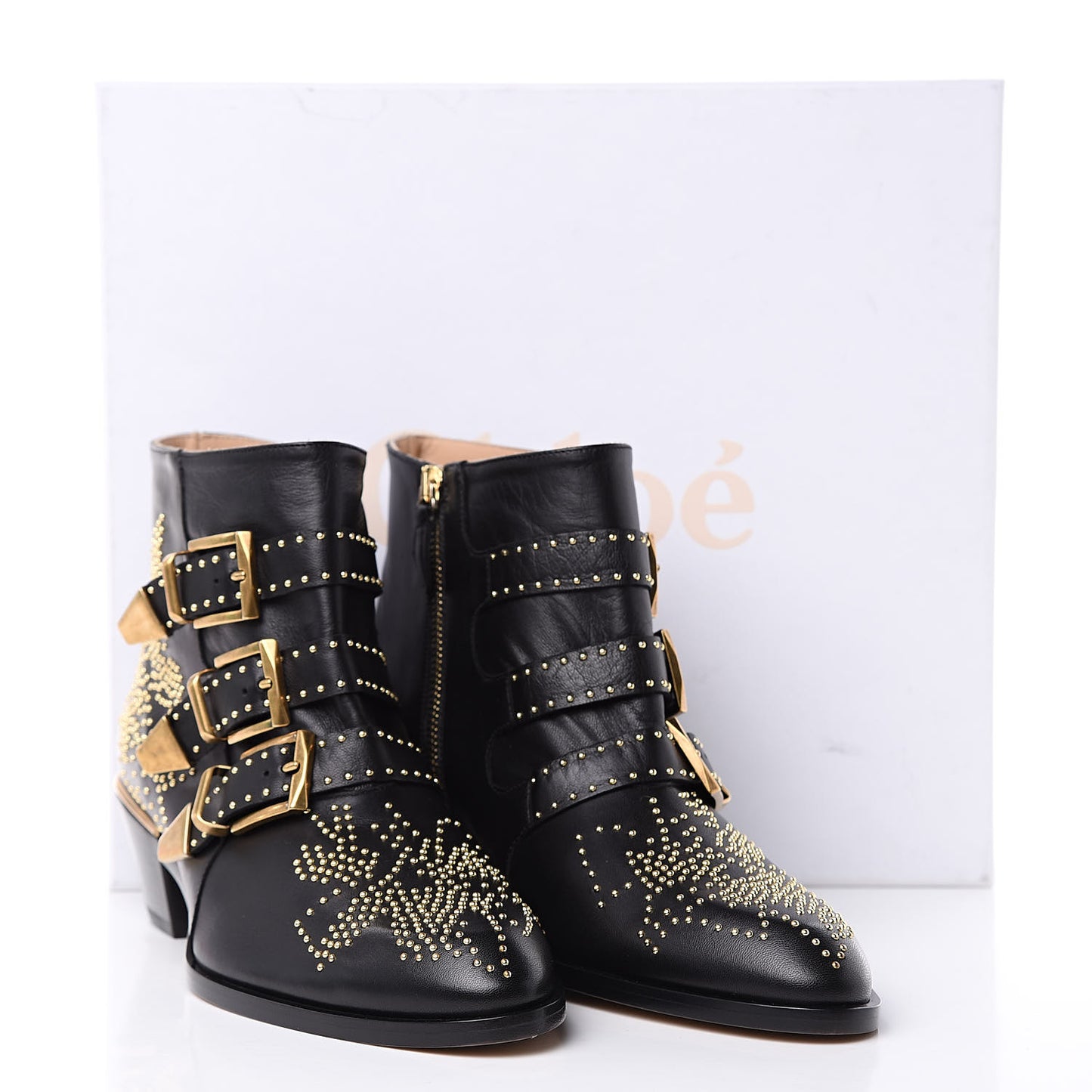Nappa Sheepskin Studded Susanna Ankle Boots 39.5 Black