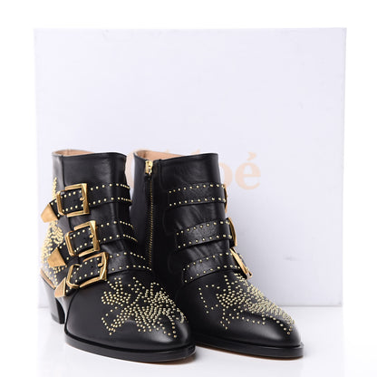 Chloe Nappa Sheepskin Studded Susanna Ankle Boots 39.5 Black 8 of 8