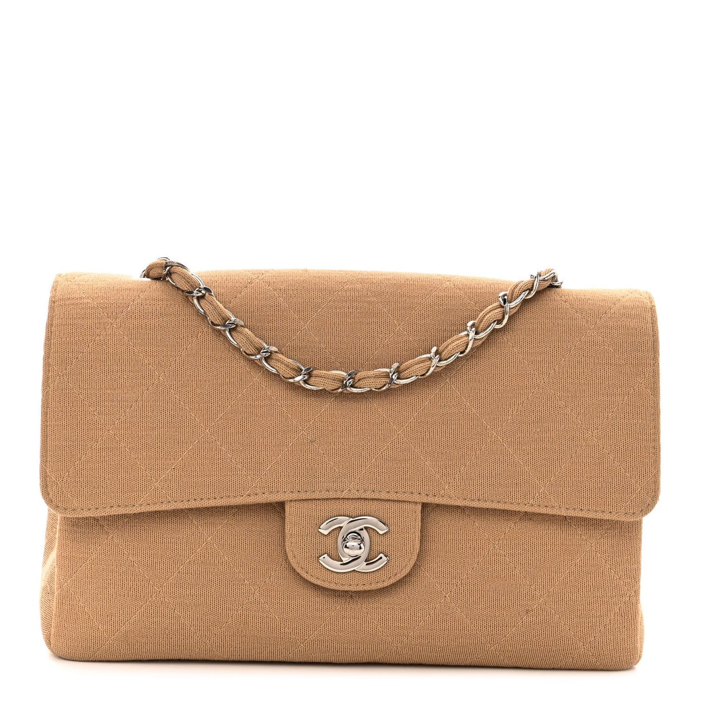 Jersey Quilted Medium Single Flap Beige
