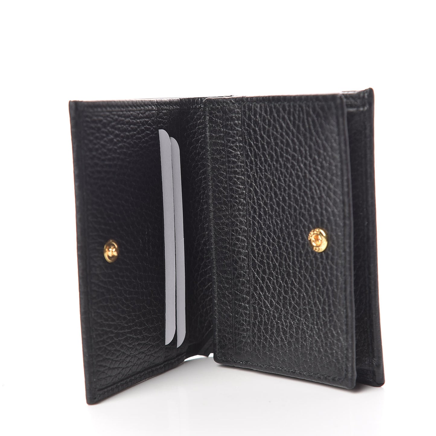 Pebbled Calfskin GG Marmont Card Case Black
