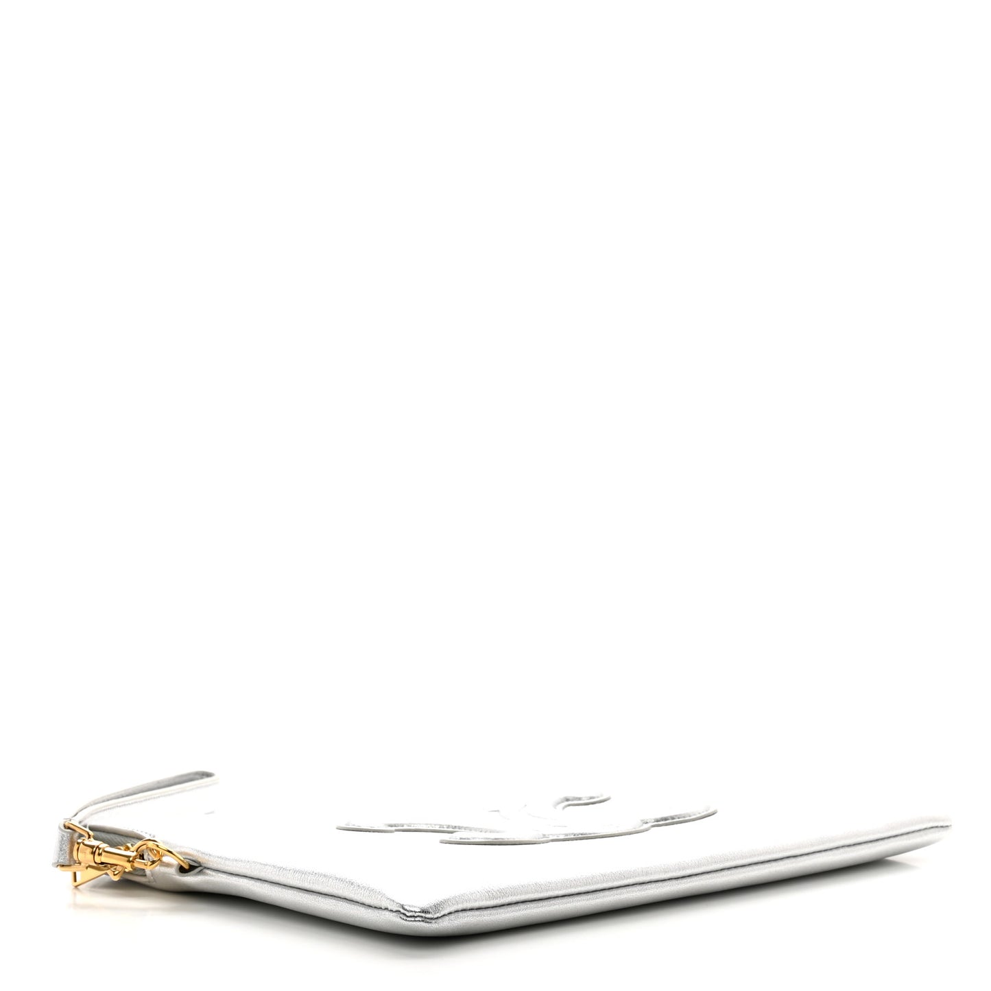 Metallic Calfskin Cuir Triomphe Coin and Card Pouch With Hook