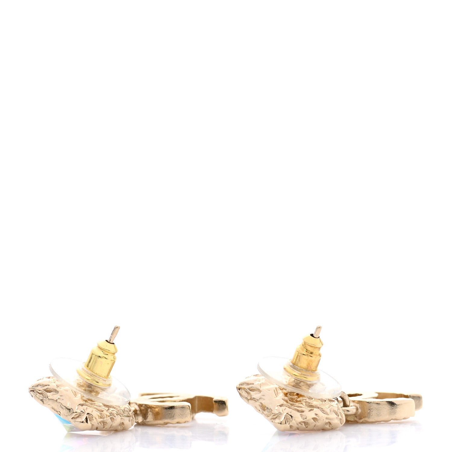 Chanel Iridescent Baguette Crystal CC Drop Earrings Gold 3 of 4