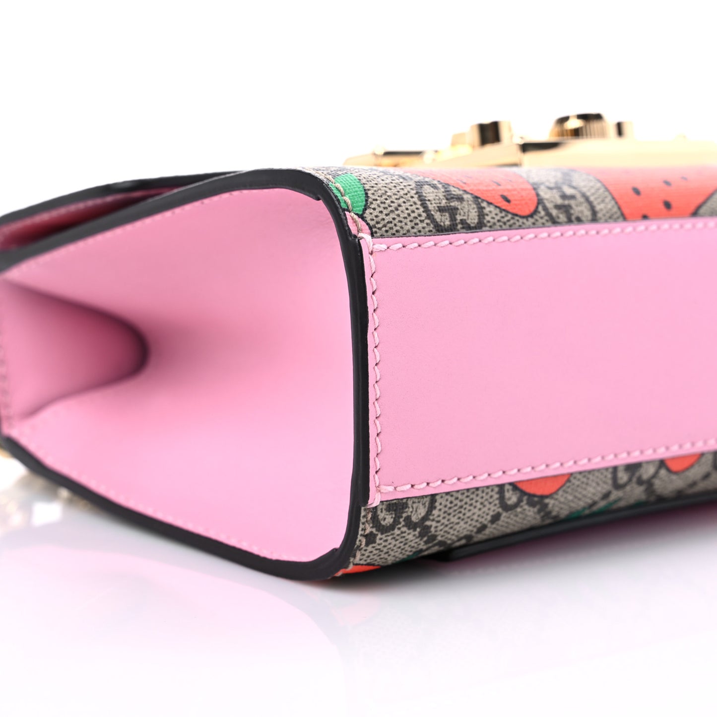 GG Supreme Monogram Strawberry Small Padlock Shoulder Bag