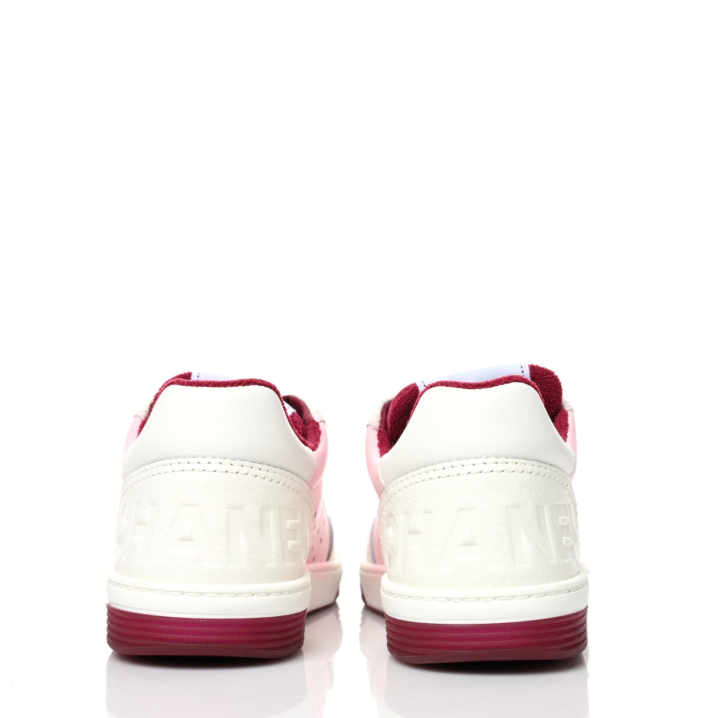 Grained Calfskin Fabric Womens Logo Sneakers 36.5 White Dark Purple