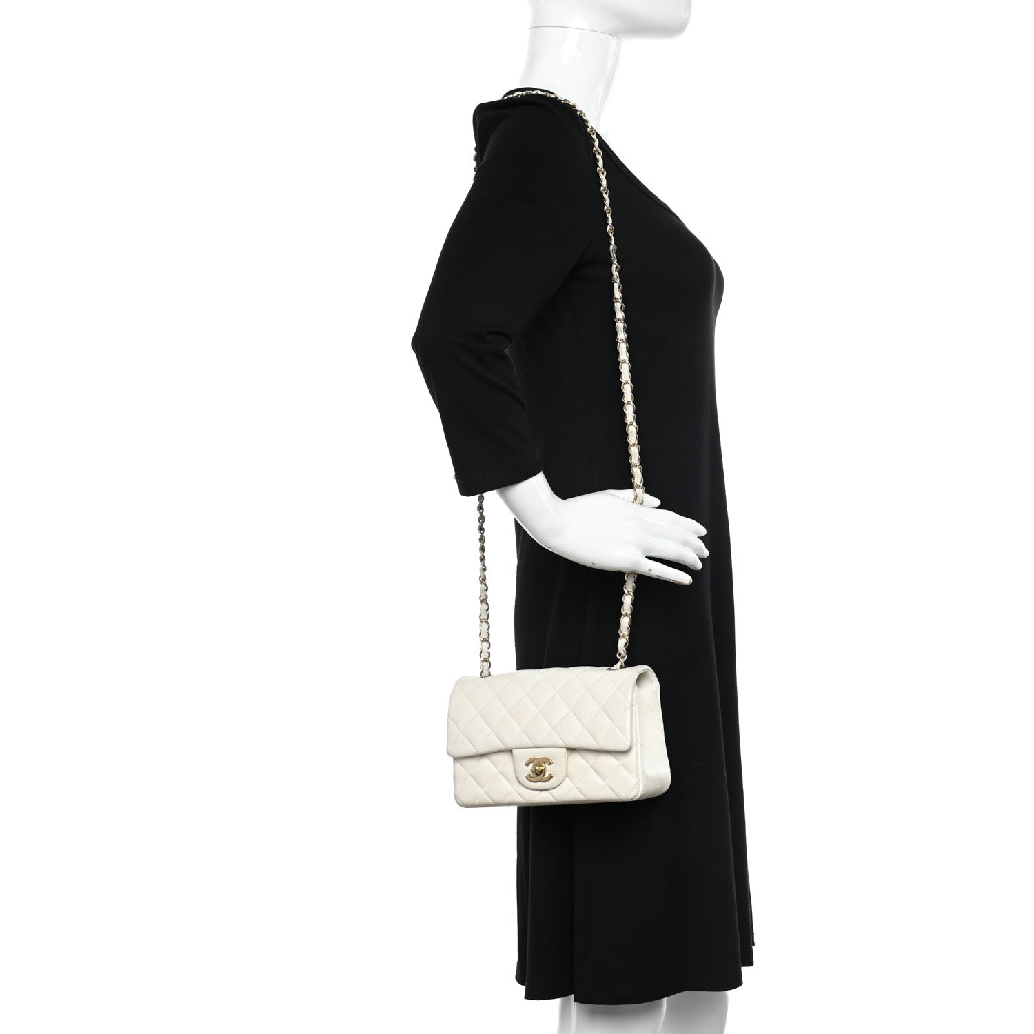 Chanel Lambskin Quilted Mini Rectangular Flap White 3 of 11