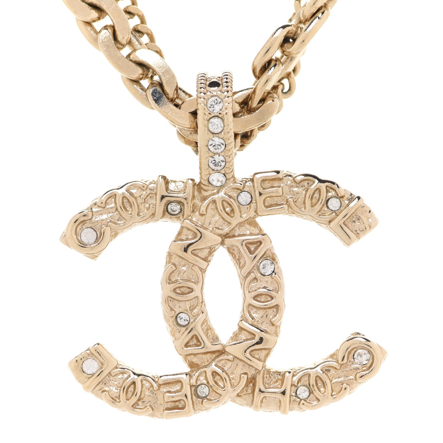 Crystal CC Multi Strand Chain Necklace Gold