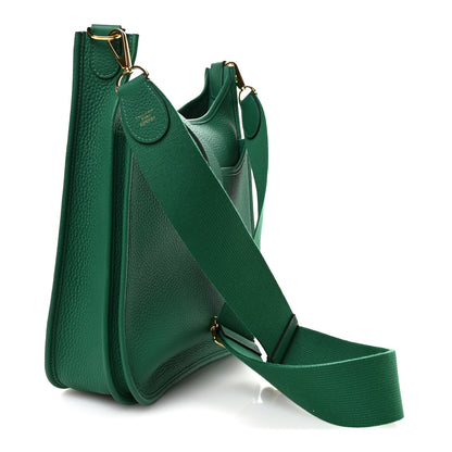 Hermes Taurillon Clemence Evelyne III PM Vert Vertigo 3 of 11