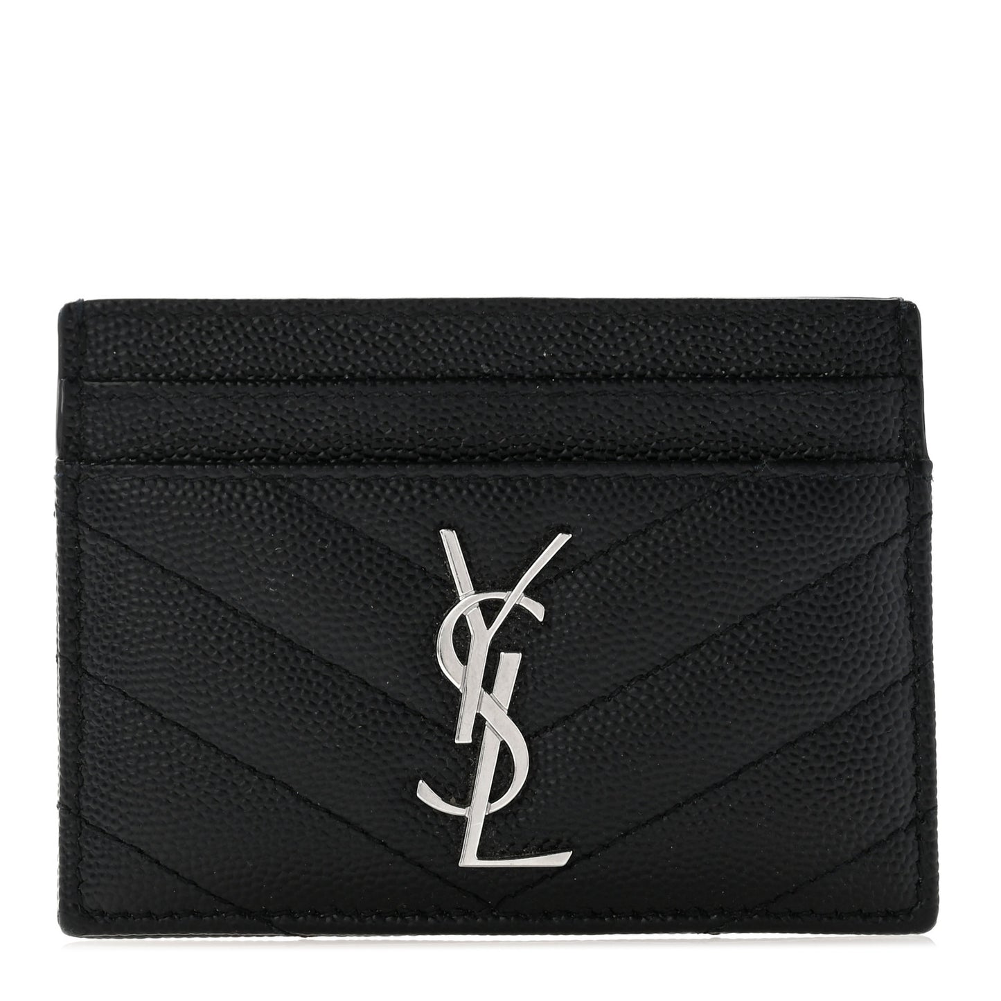 Grain De Poudre Matelasse Chevron Monogram Credit Card Case Black