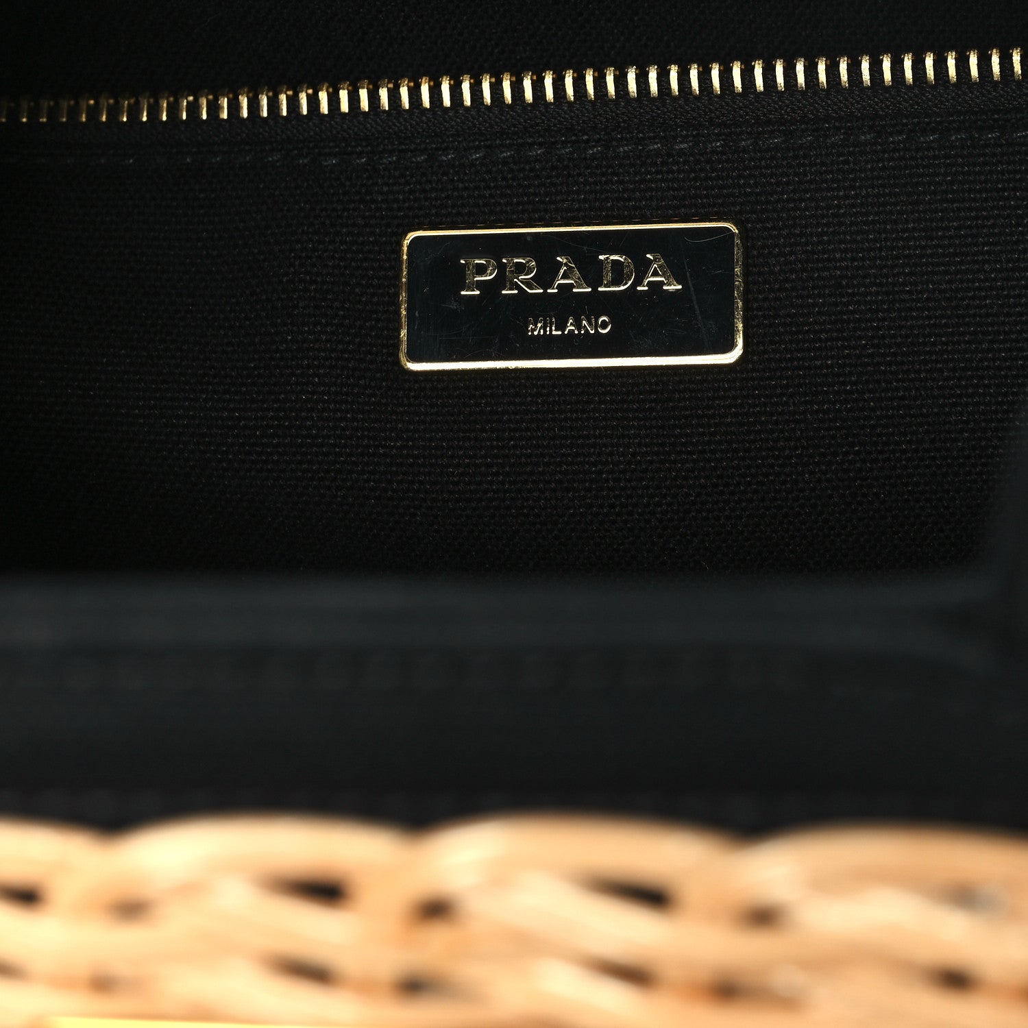 Prada Wicker Canvas Large Tote Naturale Black 6 of 14