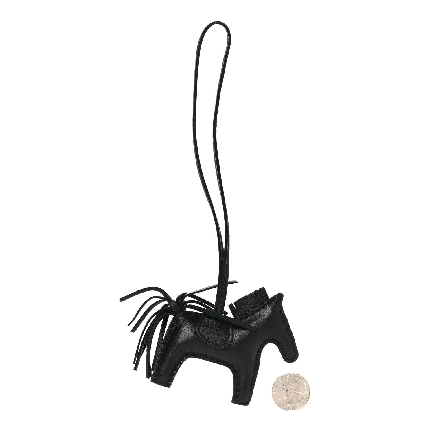 Hermes Milo Lambskin Grigri Rodeo Horse Bag Charm PM So Black 2 of 4