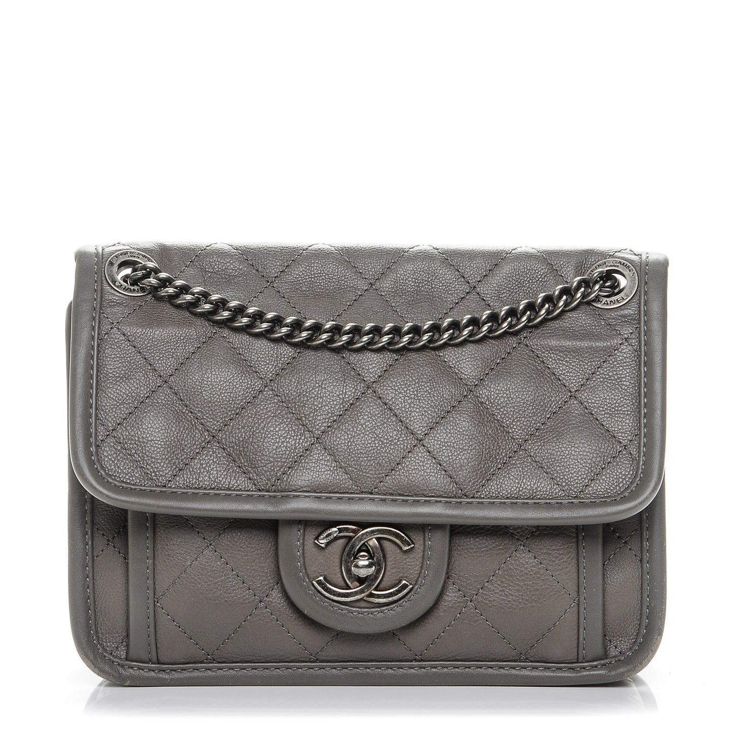 Calfskin Quilted Mini French Riviera Flap Grey