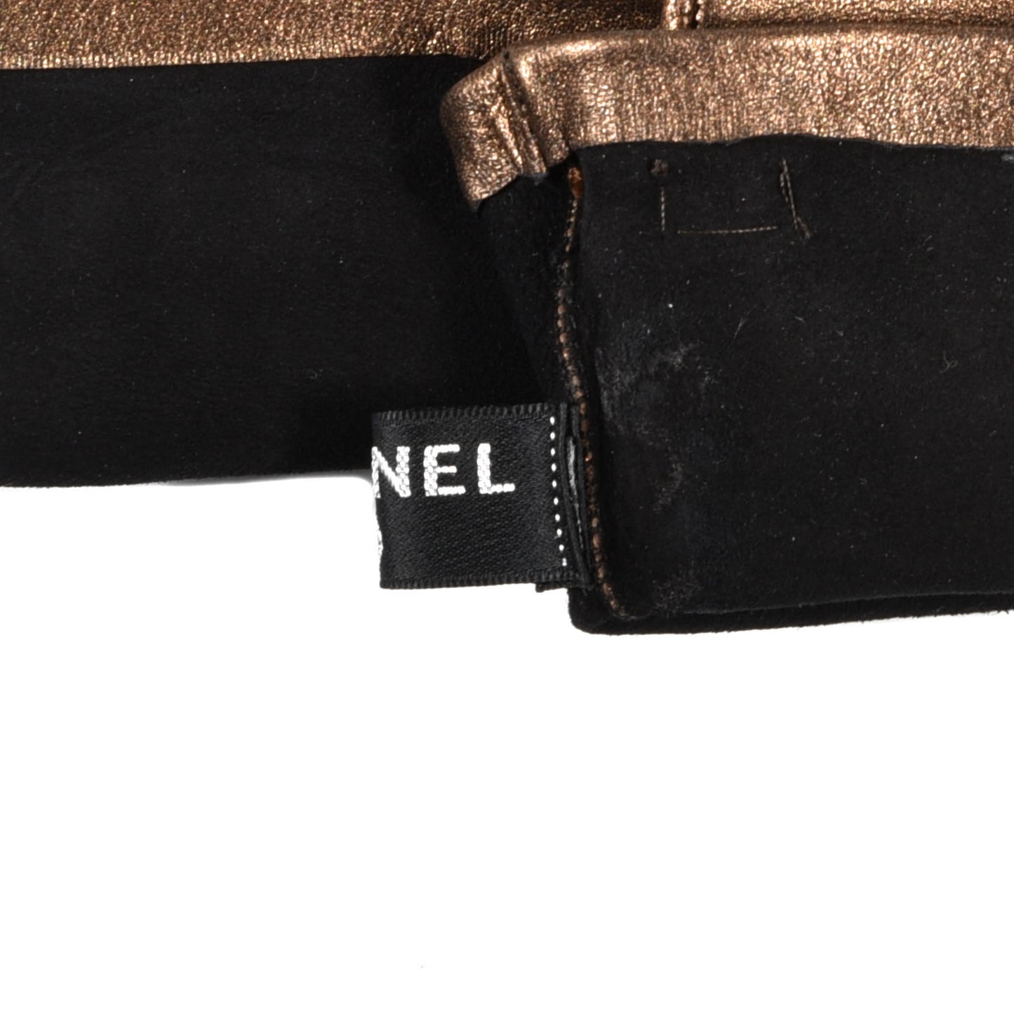 Metallic Lambskin Long Gloves 8 Black Brown