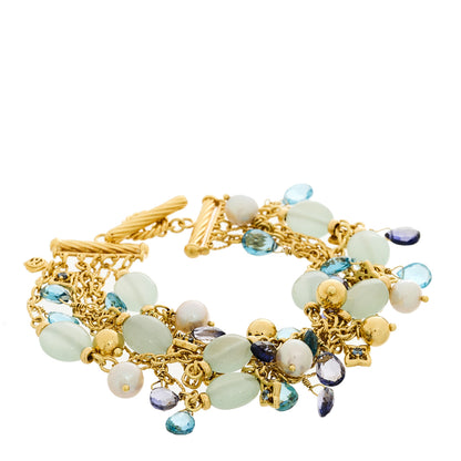 David Yurman 18K Yellow Gold Multi Gemstone 5 Strand Bracelet 1 of 3