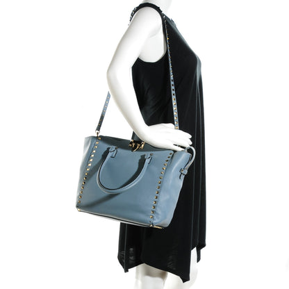 Valentino Garavani Vitello Rockstud Double Handle Tote London Stone 2 of 10