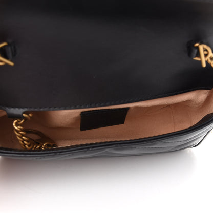 Gucci Calfskin Matelasse Super Mini GG Marmont Shoulder Bag Black 5 of 9