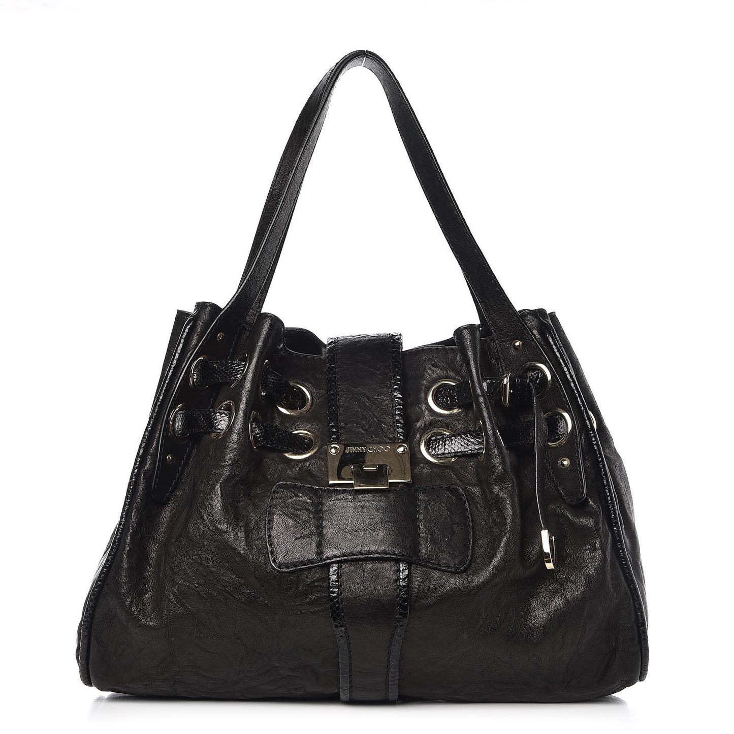 Python Calfskin Embossed Ramona Tote Black