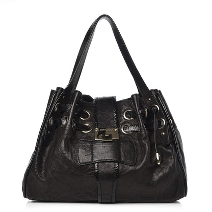 Jimmy Choo Python Calfskin Embossed Ramona Tote Black 1 of 11