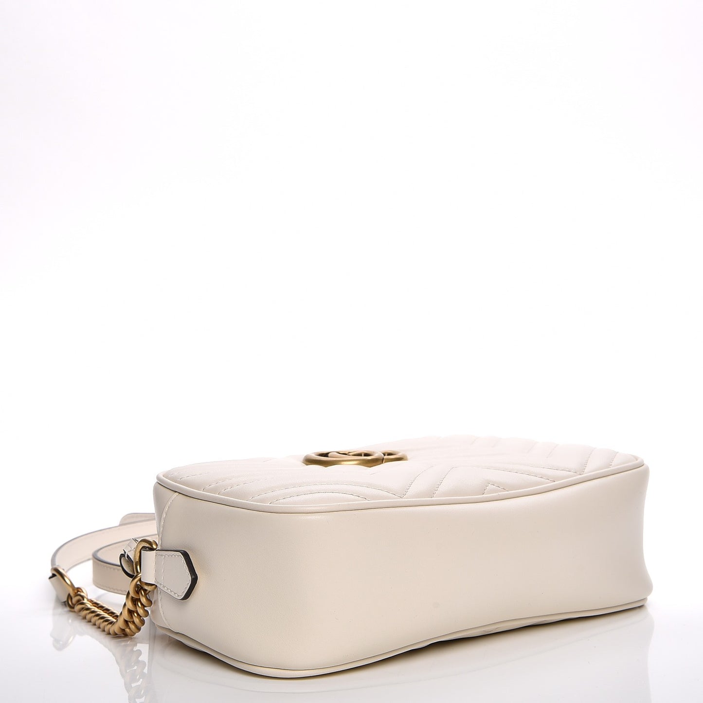 Calfskin Matelasse Small GG Marmont Chain Shoulder Bag White