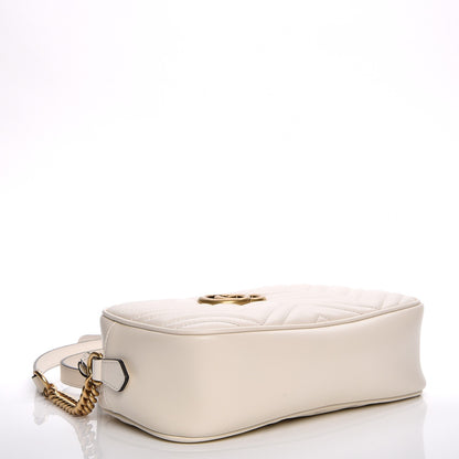 Gucci Calfskin Matelasse Small GG Marmont Chain Shoulder Bag White 4 of 7