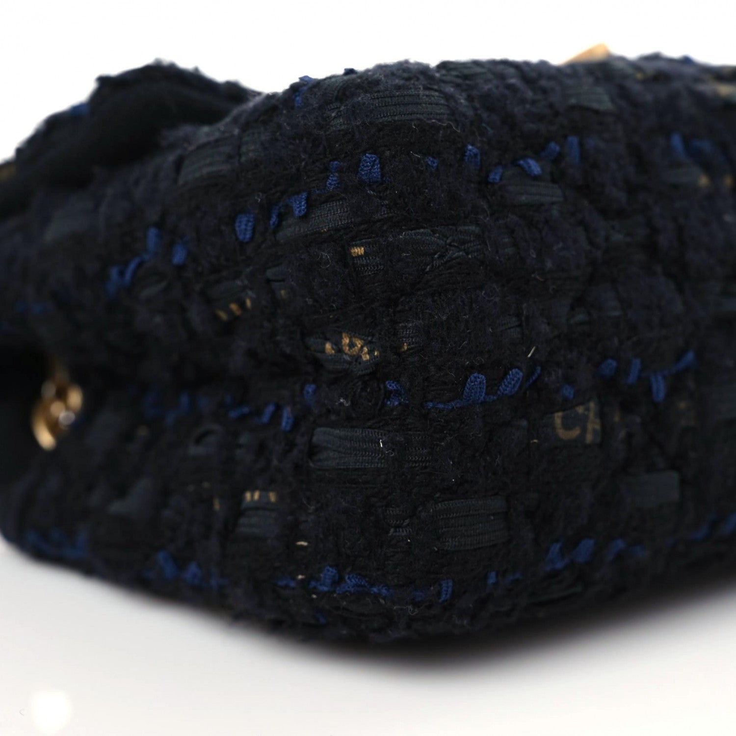 Chanel Tweed Quilted Mini 2.55 Reissue Flap Black Gold Navy 8 of 10