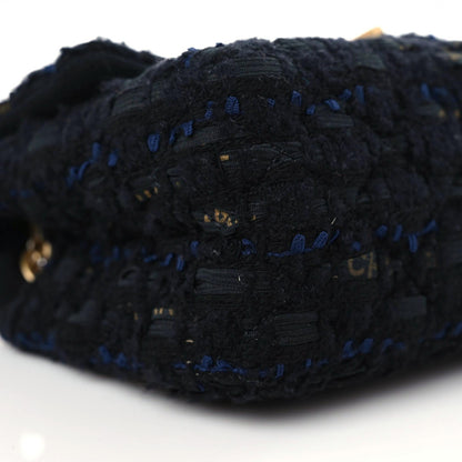 Chanel Tweed Quilted Mini 2.55 Reissue Flap Black Gold Navy 8 of 10