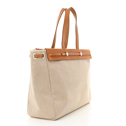 Hermes Toile Vache Hunter Herbag Cabas MM Natural 4 of 14