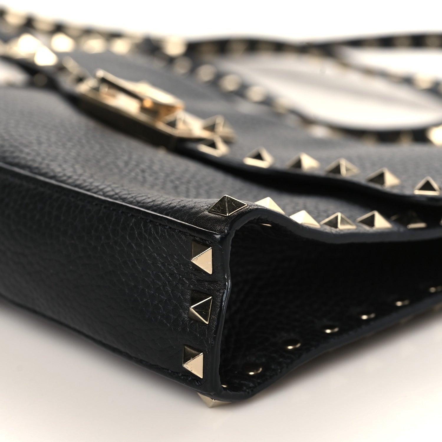 Valentino Garavani Pebbled Calfskin Medium Rockstud Flip Lock Crossbody Bag Black 8 of 11