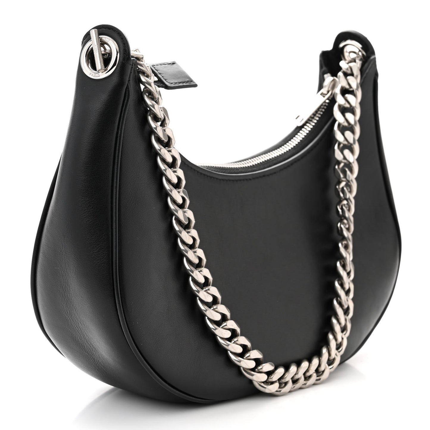 Smooth Calfskin Chain Strap Ava Shoulder Bag Black